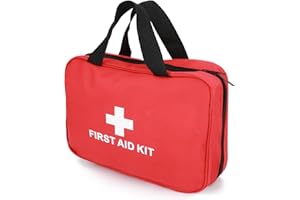 Emergency Kit 230 Piece for Car, Home, Travel, Camping, Office or Sports | Red Bag/Reflective Cross, Fully Stocked with Essen