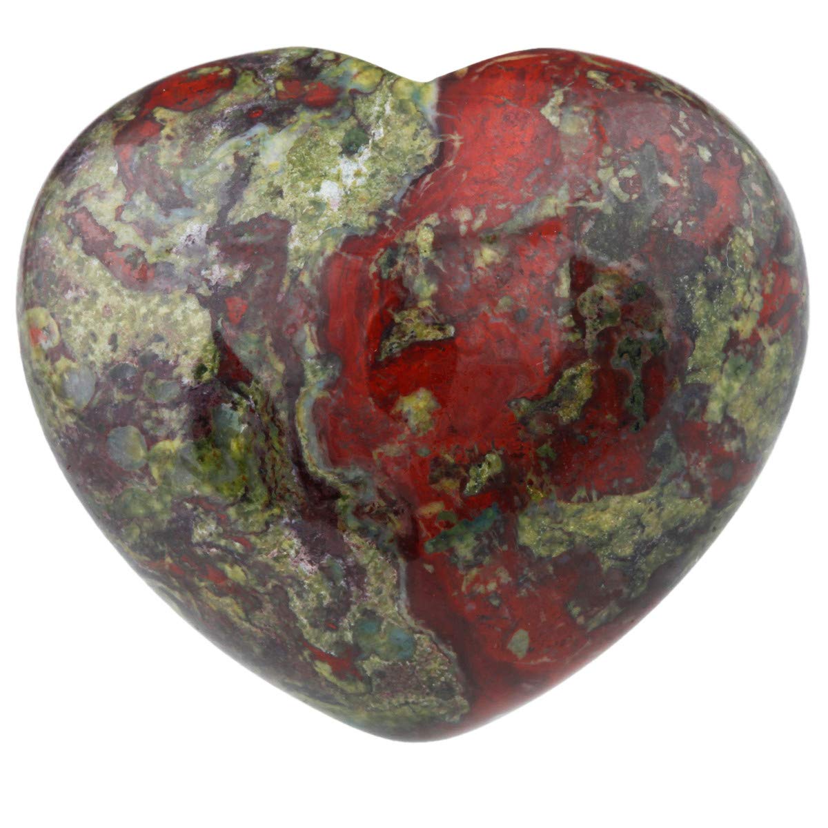 Nupuyai Dragon Bloodstone Heart Palm Worry Stone for Chakra Reiki, Healing Crystal Love Stone for Home Decoration 45mm
