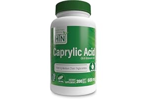 Health Thru Nutrition Caprylic Acid 600mg (as C8 Octanoic Acid) from Pure 1g MCT Oil | Non-GMO & Soy Free | Support Healthy Digestive and Intestinal Health | Keto Friendly (Pack of 200)