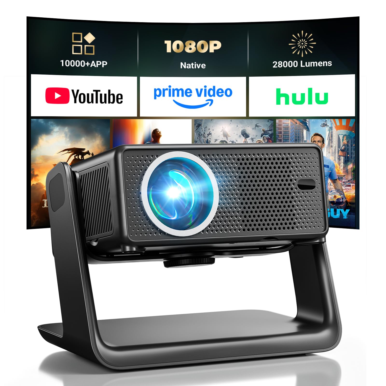 Einyoumily Mini Beamer mit Netflix, Native 1080P, WiFi 6, Bluetooth