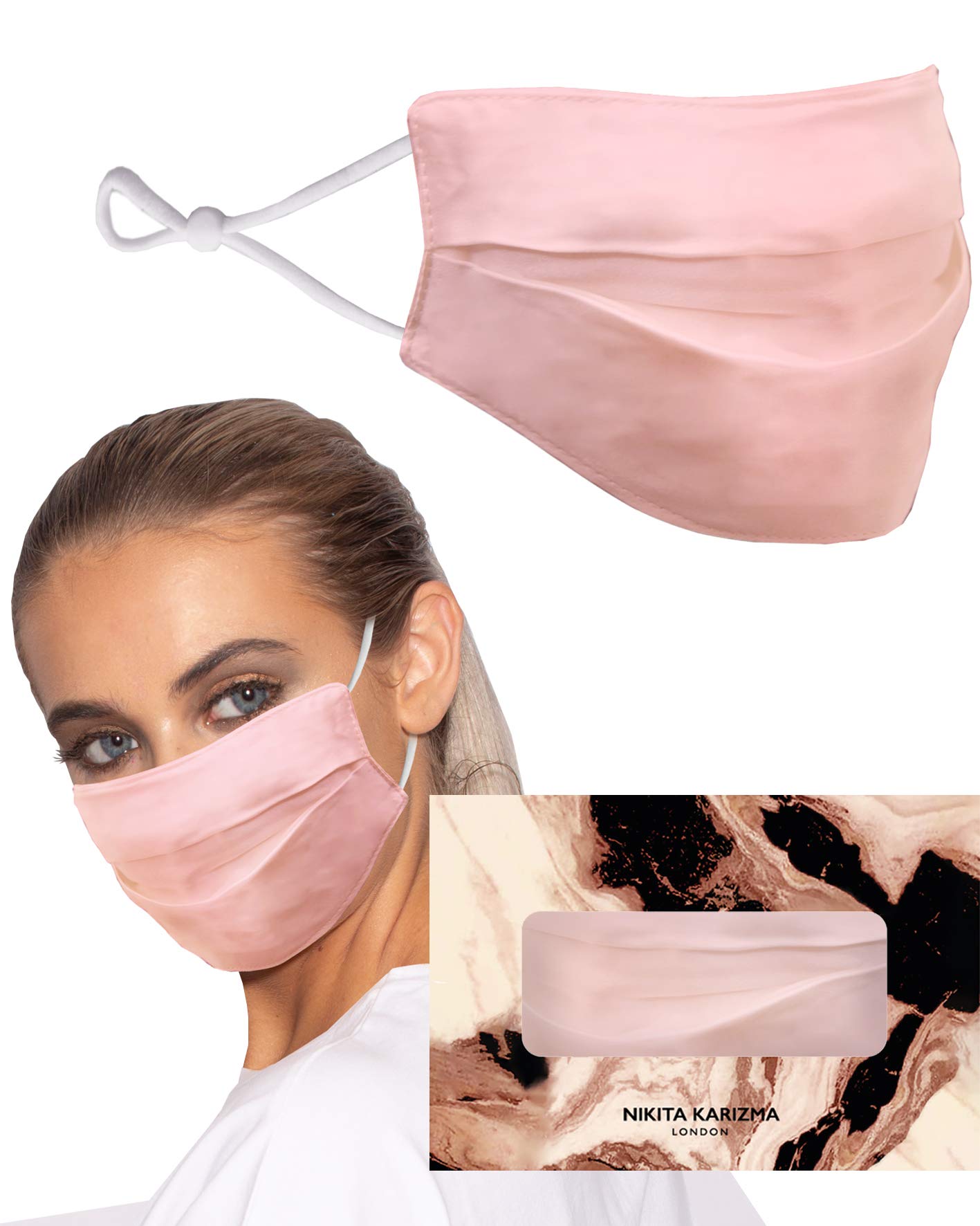 KARIZMA Beverly Hills Silk Face Mask. Pink Fashionable Designer Mask for Women. Washable Fabric Reusable Facemask. 19 Momme Mulberry Silk Mask - Luxury Fashion Masks
