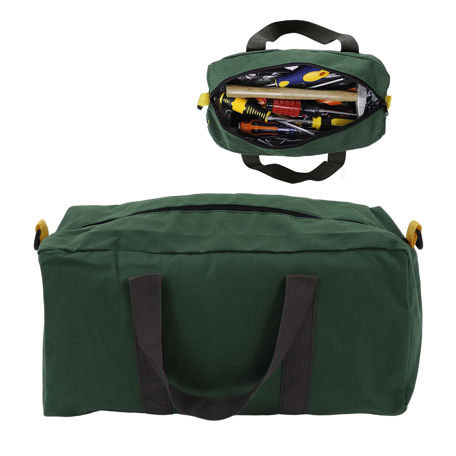 Heavy Duty Tool Bag, Portable Canvas Tool Tote Bag with Extended Zipper Handbag, for Wire Cable Car and Machinery, Wide Mouth Mechanic Pouch (20 Inch)