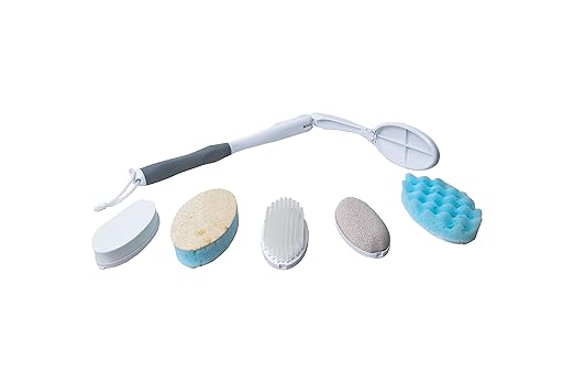 Pflegehome24® Körperpflege-SET mit extra langem Griff und 5 Aufsätzen