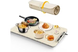 RELEXNOW Food Warming Mat, Full Surface Heating Silicone Electric Warming Tray with 3 Level Temperature Settings, Auto Shut-Off, Foldable Roll Up Food Warmer for Parties Buffets, Gatherings