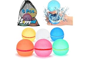 98K Reusable Water Balloons 6Pcs with Mesh Bag, Self Sealing Silicone Ball Latex-Free, No Clean Hassle, Easy to Fill, Summer Water Toys Swimming Pool Beach Park Yard Outdoor Games Party Supplies