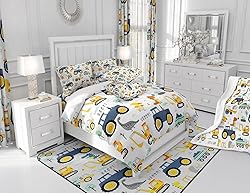 Cartoon Car Kids Comforter Set King, Excavator