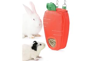 JanYoo Hay Feeder for Guinea Pigs Rabbit Food Dispensers Bag Rack Storage Manage Hanging Feeding Large Capacity 0.26lb