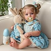 JIZHI Lifelike Reborn Baby Dolls - 18 Inch Realistic-Newborn Baby Dolls Blond Girl Handmade Real Life Baby Dolls with Clothes & 4X Diapers for Kids Age 3+