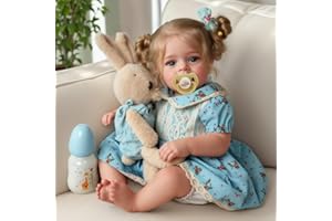 JIZHI Lifelike Reborn Baby Dolls - 18 Inch Realistic-Newborn Baby Dolls Blond Girl Handmade Real Life Toddler Dolls with Clothes for Kids Age 3+