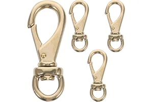Homoyoyo 4 Pcs Solid Brass Swivel Lobster Clasp Keychain Clips Heavy Duty Metal Hook Snap Hooks for Large