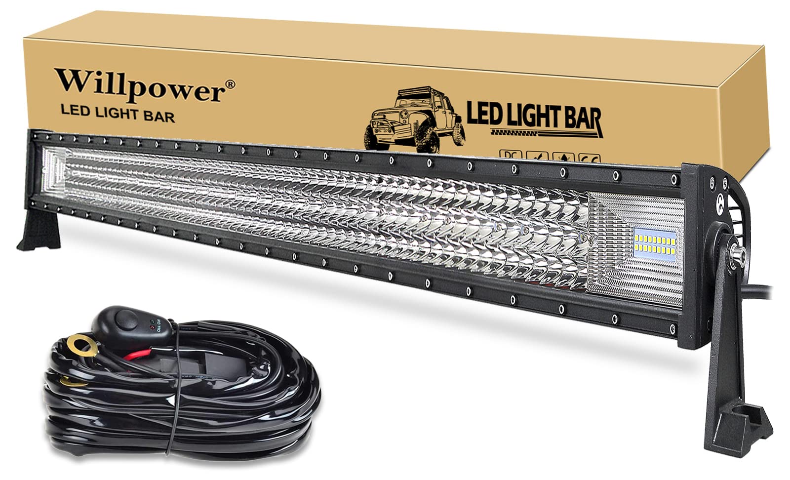 Willpower LED Light Bar 52 Inch 675W Super Bright Led Off road Work Light Bar Spot Flood Combo Driving Lights with Wiring Harness Kit for Car Tractor Truck ATV SUV Boat