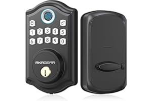Keyless Entry Door Lock - AkaGear Smart Door Lock, Fingerprint Electronic Keypad Deadbolt Lock, Smart Lock for Front Door, Auto-Lock & One Touch Locking, Easy Installation - Matte Black