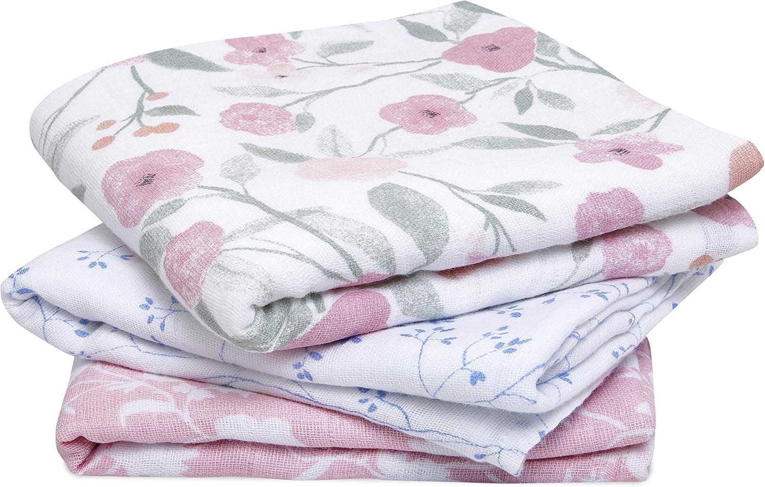 aden + anais 100% Cotton Muslin Musy Squares, Multi-use Baby Cloths for Girls & Boys, 70x70cm, Ideal Newborn & Infant Nursing Set, Perfect Shower Gifts, 3 Pack, ma fleur