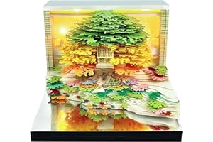 SIWEME 3D Calendar 2026 Paper Art Memo Pad,Tear-Away 3D Desk Time Piece Calendar DIY Note for Record, Bookmark, Gift & Office Decor (Flower Sea and Tree Island)