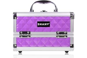 SHANY Chic Makeup Train Case Cosmetic Box Portable Makeup Case Cosmetics Beauty Organizer Jewelry storage with Locks, Multi trays Makeup Storage Box with Makeup Mirror - Purple