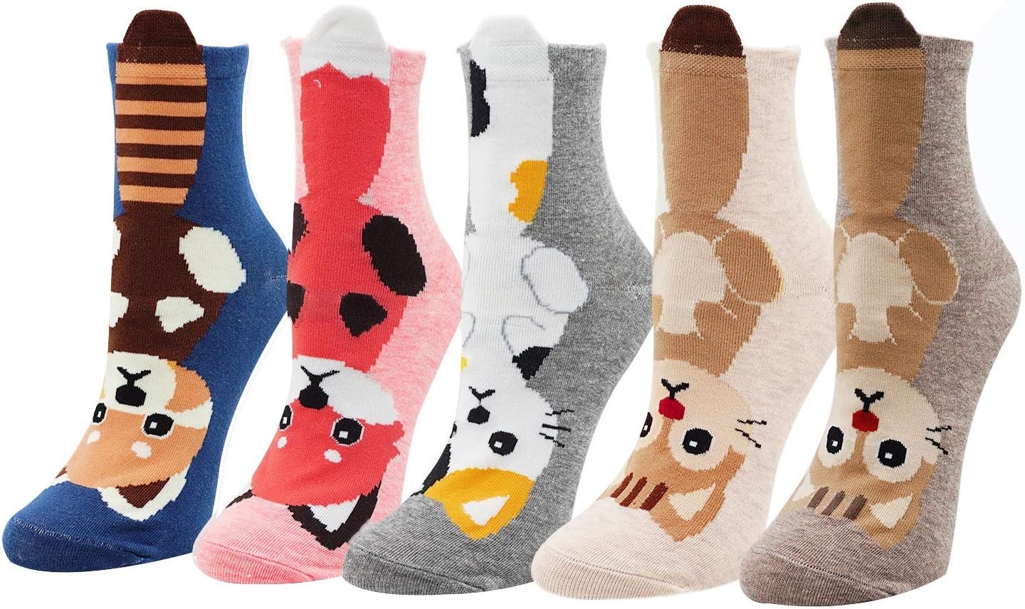 Women's Lady's Cute Owl Design Cotton Socks,5 Pairs