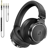 Wired Headphones, Over Ear Headphones for Studio Monitor &amp; Mixing DJ | 50mm Drivers, Stereo Sound, 1/4 to 3.5mm Jack, for Guitar AMP, Podcast, Keyboard &amp; Computer Recording, Black