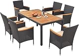 Panana 6 Seater Rattan Dining Set with Acacia Wood Top & Cushions view 9