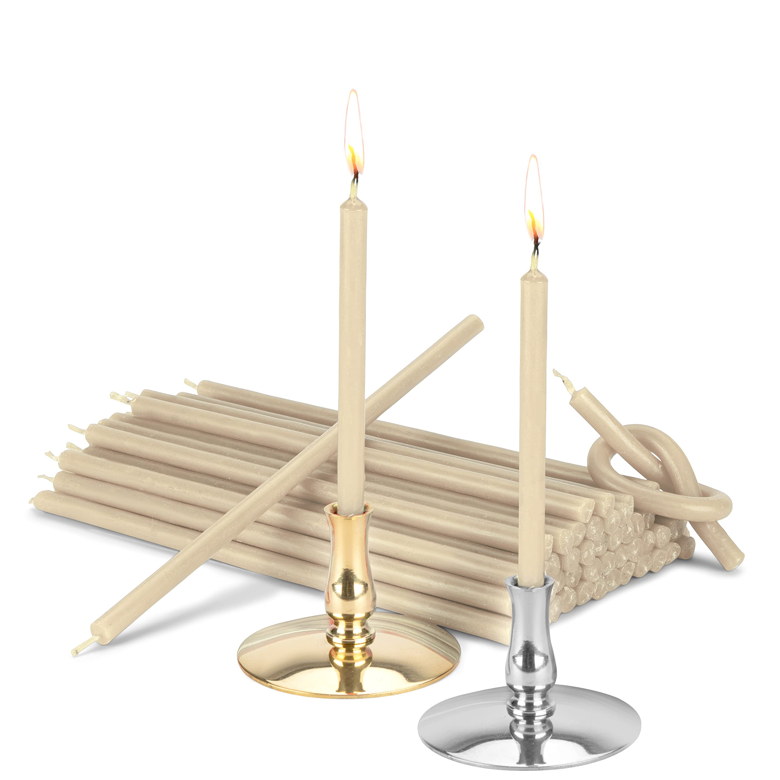 NKlaus - Set 2x candle holder with stick candles white drip-free L 16cm paraffin wax 40036