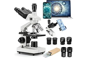 40X-5000X Compound Microscope, Professional Trinocular Microscope Microscope for Adults Lab, with Microscope Slides, WF10X & 