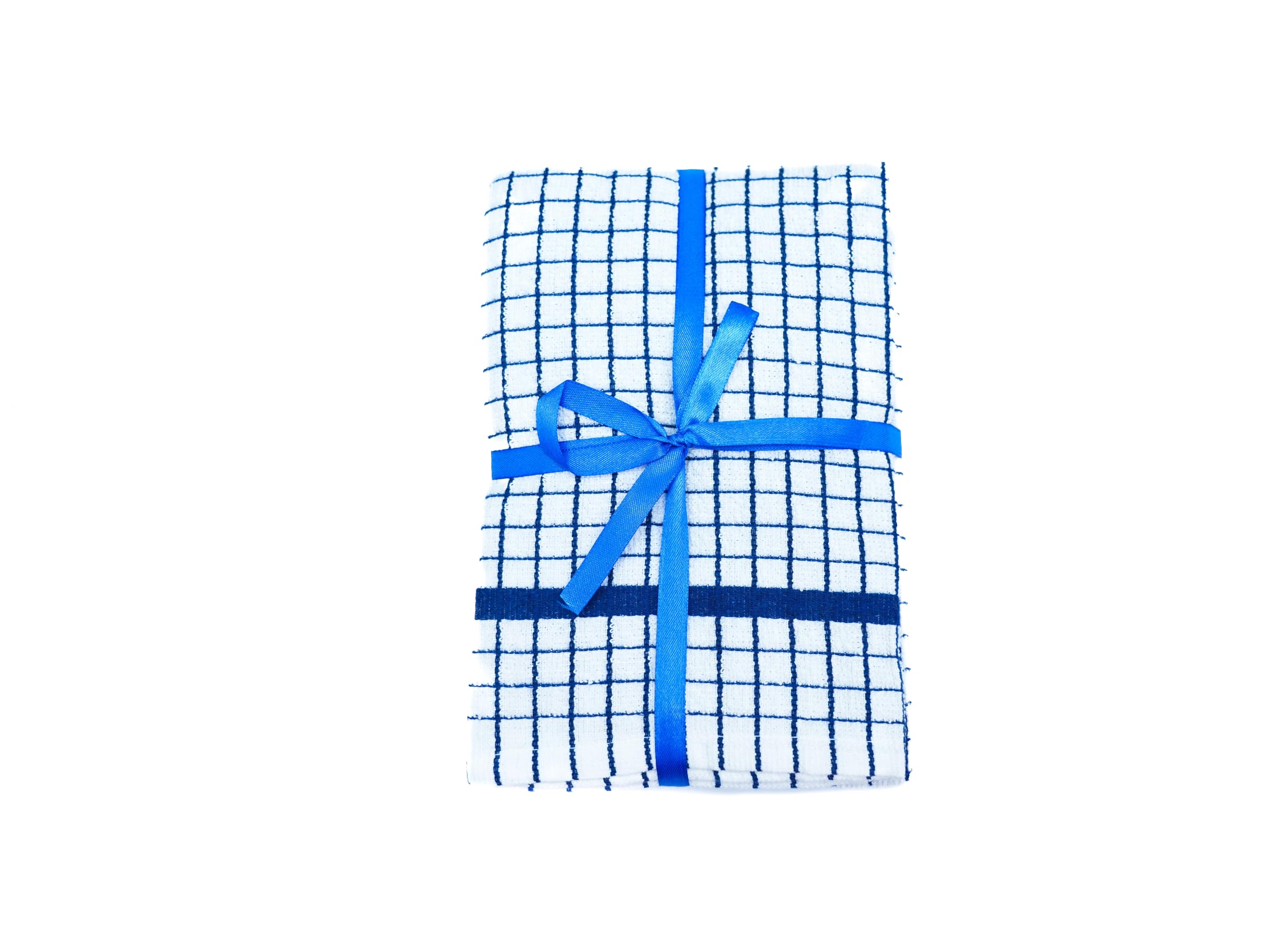 QUALITY HOME TEXTILES 100% Cotton Large Luxury Terry Towelling Tea Towels with Hanging Loop | Pack of 3| Kitchen Hand Towels Super Absorbent Soft Touch | Gift Packed Tea Towels (BLUE)