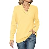 Ivicoer Women Long Sleeve V Neck Pullover Collar Knitted Sweaters
