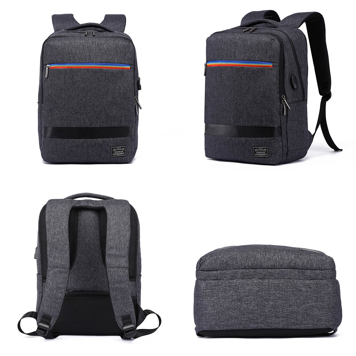 Water Resistant Laptop Backpack Anti-Theft Slim Business Bag with USB Charging Port Fits 15.6 Inch Laptop Notebook Macbook Tablet Computer for College Student Size 11.8\