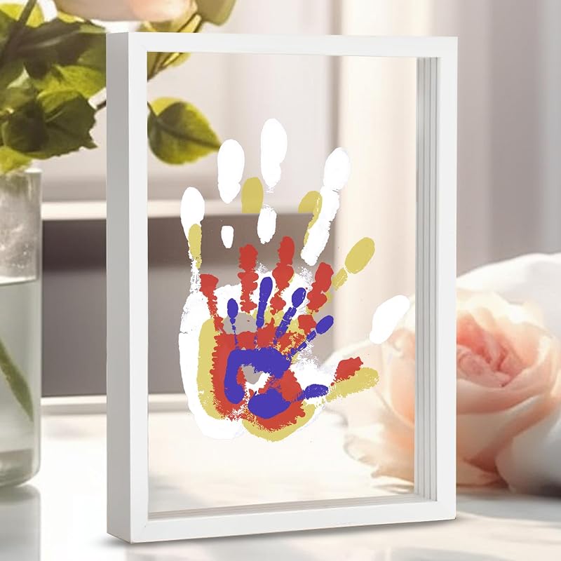 CHERRY CHEERS Family Handprint Kit DIY Frame Non-Toxic Paints Transparent Sheets