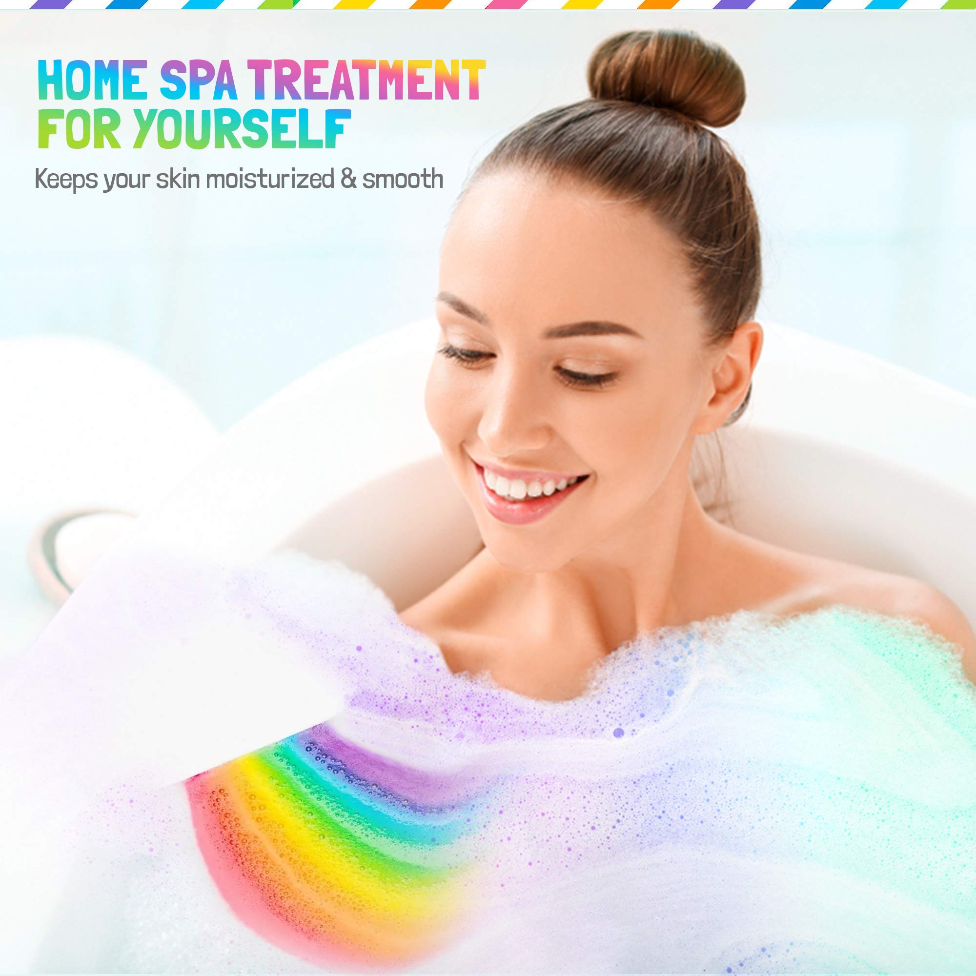 Rainbow Bath Bombs for Kids - All Natural Magic Rainbow BathBombs with Organic Ingredients, Moisturizing, Vibrant Colors & Rich Bubbles, Cloud Bath Bombs, Birthday Gifts for Kids, Girls, Boys