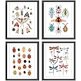 LNLAGBO Colorful Insect Wall Art Prints,Moths Print,Beetle Ladybug Print,Butterfly Wall Art,Insect Educational Images Poster for Children's Room Schools Classrooms Decor,Set of 4 (8"X10"Unframed)