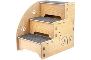 Sysmashing pet Stairs,Dog Stairs,Dog Stairs to Bed,Dog Steps,pet Stairs for Bed,pet Steps,Dog Stair,3 Level Non-Slip Pet Stairs Steps for Small Dogs