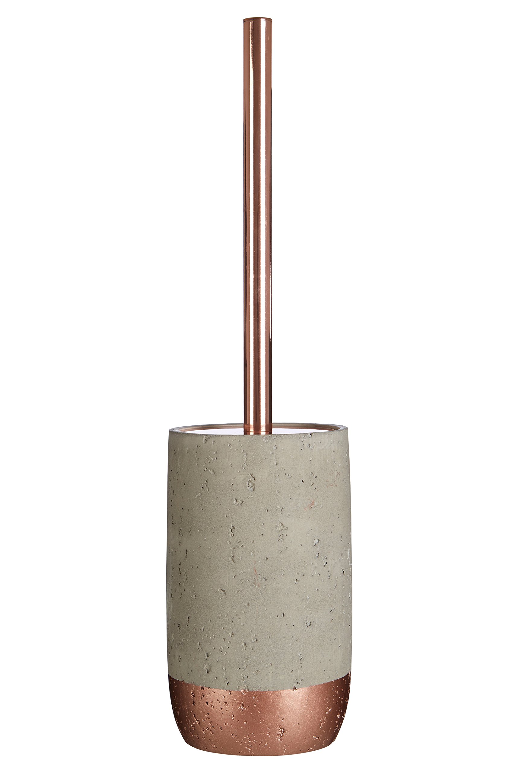 Premier Housewares Premier Housewares Neptune Toilet Brush and Holder, Concrete/Plastic/Stainless Steel, Grey/Copper, 10 x 10 x 39 cm