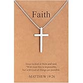 Lcherry Cross Pendant Necklace for Men Stainless Steel Box Chain Cross Necklace Inspirational Bible Verse Pendant Guys Necklaces Religious Christian Religious Gifts for Men