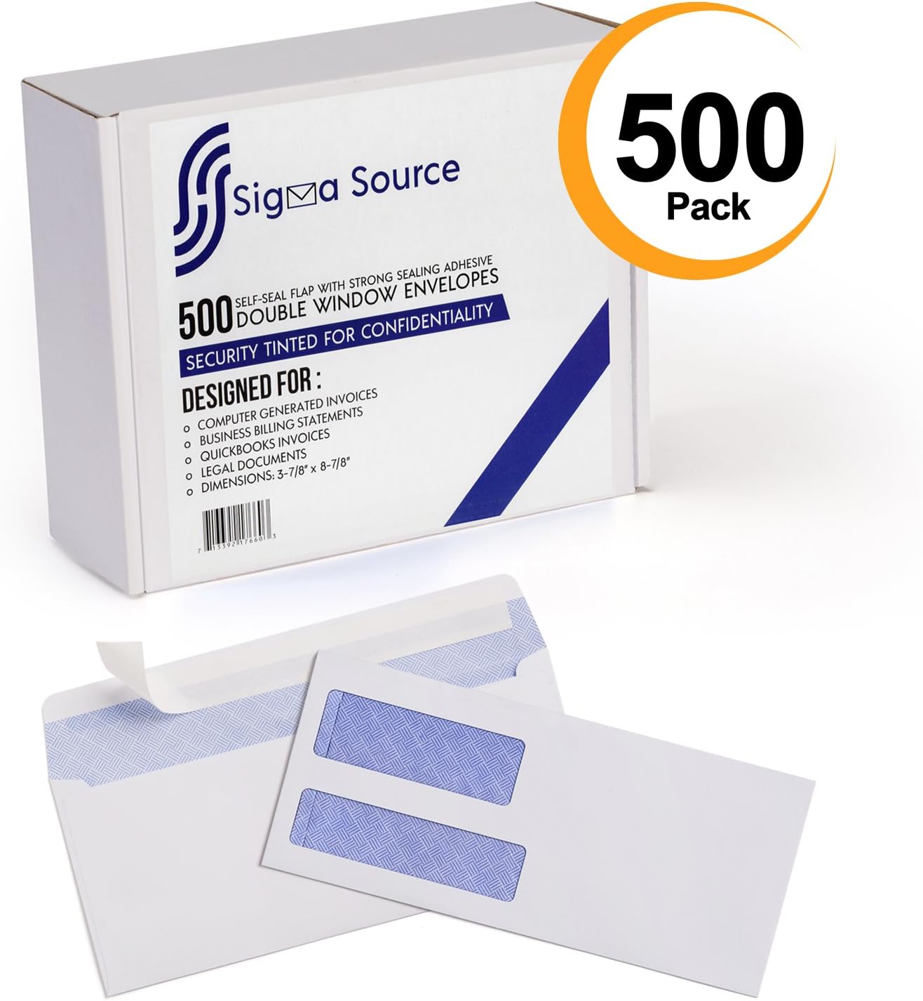 9 Double Window self seal Envelopes for QuickBooks