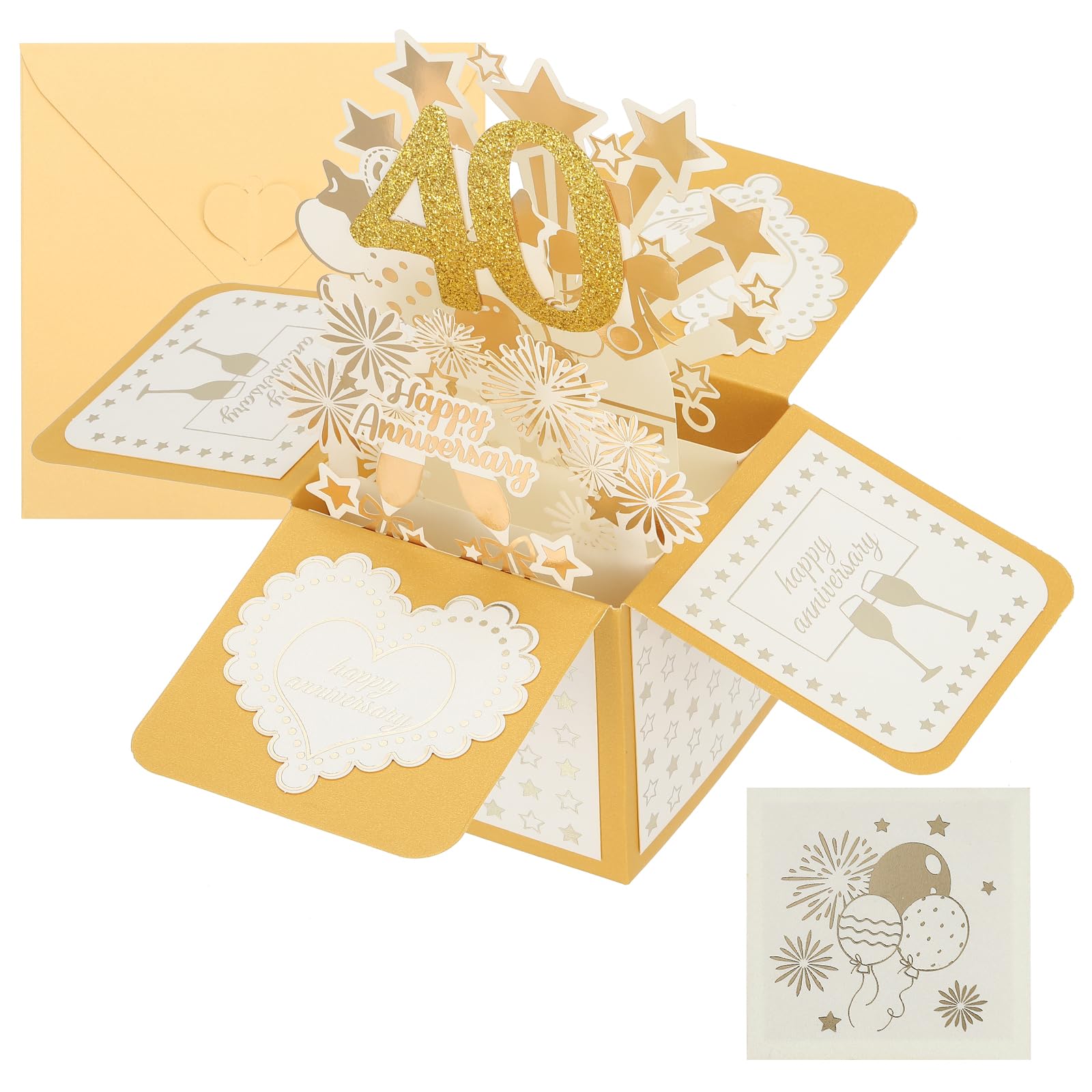 PATIKIL 40 Year Anniversary Card, Happy Anniversary Cards Wedding Anniversary Card for Wife Men Her Couple, Gold Tone