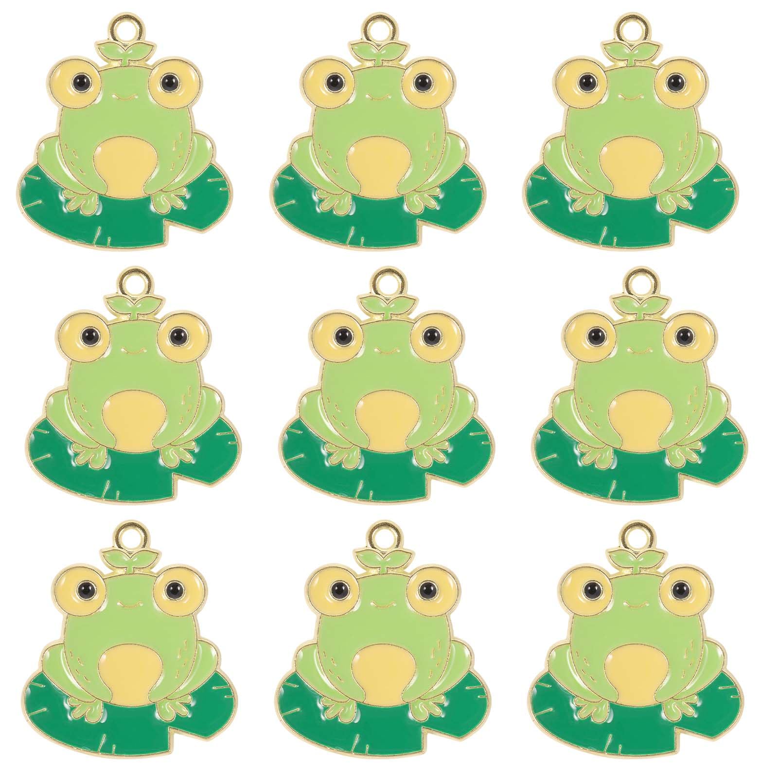 SUNNYCLUE 1 Box 30Pcs Frog Charms Frog Charm Bulk Green Enamel Kawaii Cute Cartoon Leaf Summer Lucky Animal Alloy Metal Charms for jewellery Making Charms Earrings Necklace Bracelets DIY Crafts