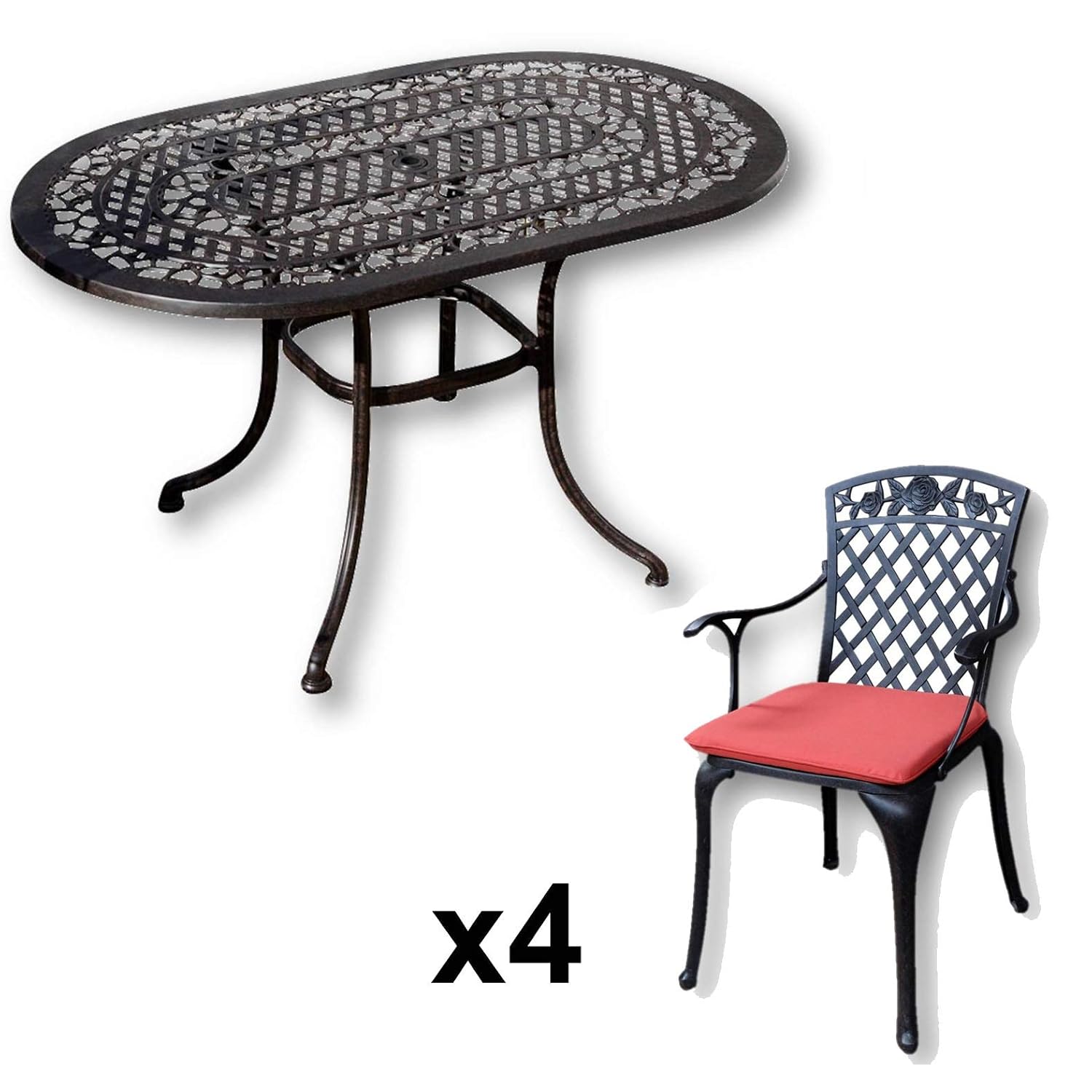 Amazon.de: Lazy Susan - Elise 136 x 81 cm Ovaler Gartentisch mit 4