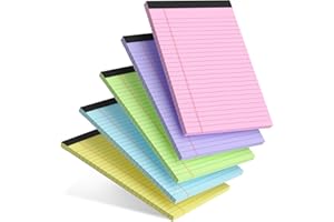 AILZFEI 5pcs Colored Note Pads 5x8 College Ruled Small Legal Pads Paper Notepads 5 Pack Study Back Writing Pads 5 x 8 Paper Pads Perforated Narrow Ruled Pads of Paper