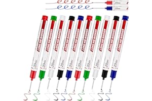 TASUNTE 10 Pcs Long Head Deep Hole Marker - Long Nib Marker, Multi-purpose Deep Hole Marker Pens, Quick Dry Waterproof Colorful Carpenter Pen Markers for Woodworking Hardware Decoration Construction.
