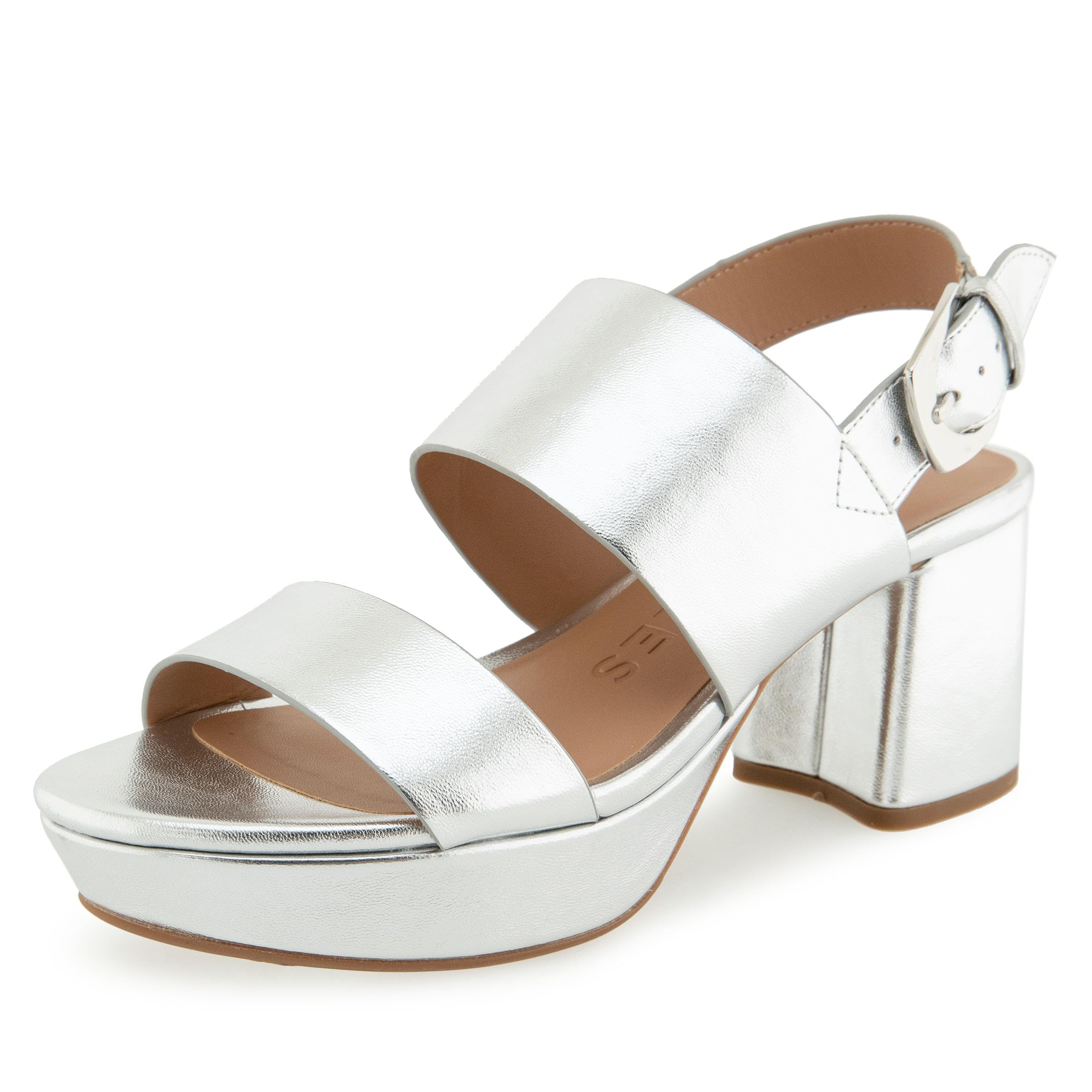 Aerosoles Women’s CAMILIA Heeled Sandal, Silver Metal Faux Leather, 8
