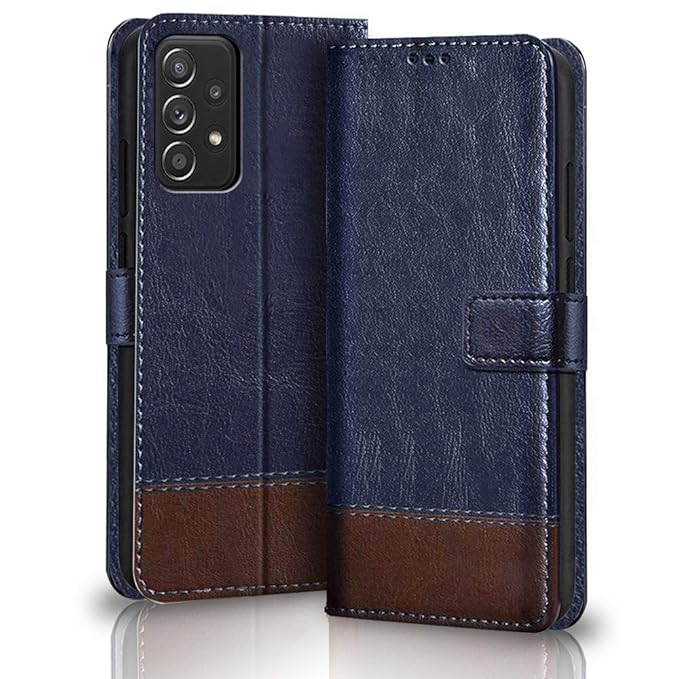 TheGiftKart DualColor Leather Finish Flip Back Cover for Samsung Galaxy A52 Inside Pockets