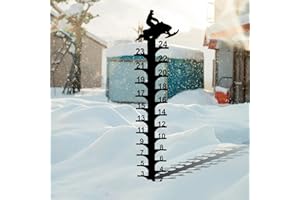 Flexyony Outdoor Snow Gauge 24 Inch Iron Art Snow Gauge Detachable Christmas Snowflake Snowfall Measuring Gauge Handmade Snow Measuring Stick for Garden Yard Christmas Decoration Gift (E-Toboggan)