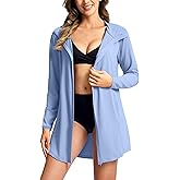SANTINY Women's UPF50+ Swim Cover Up Sun Protection Hoodie Long UV Jacket SPF Lightweight Swimsuit Beach Cover Ups for Women