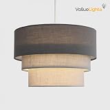 MiniSun 3 Tier Grey Fabric Ceiling Pendant Lamp view 5