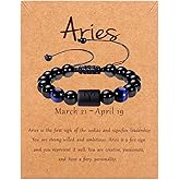 Father's Day Gifts Zodiac Mens Bracelet Protection Bracelet Men 10MM Black Onyx Stone Constellation Horoscope Sign Beads Bracelet for Men