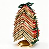 Stacked Book Christmas Tree Decoration, 12 Inch Vintage Bookshelf Xmas Tree Centerpiece with Ribbon &amp; Base, Unique Literary Holiday Tabletop Ornament for Home Office Library Decor &amp; Book Lover Gifts