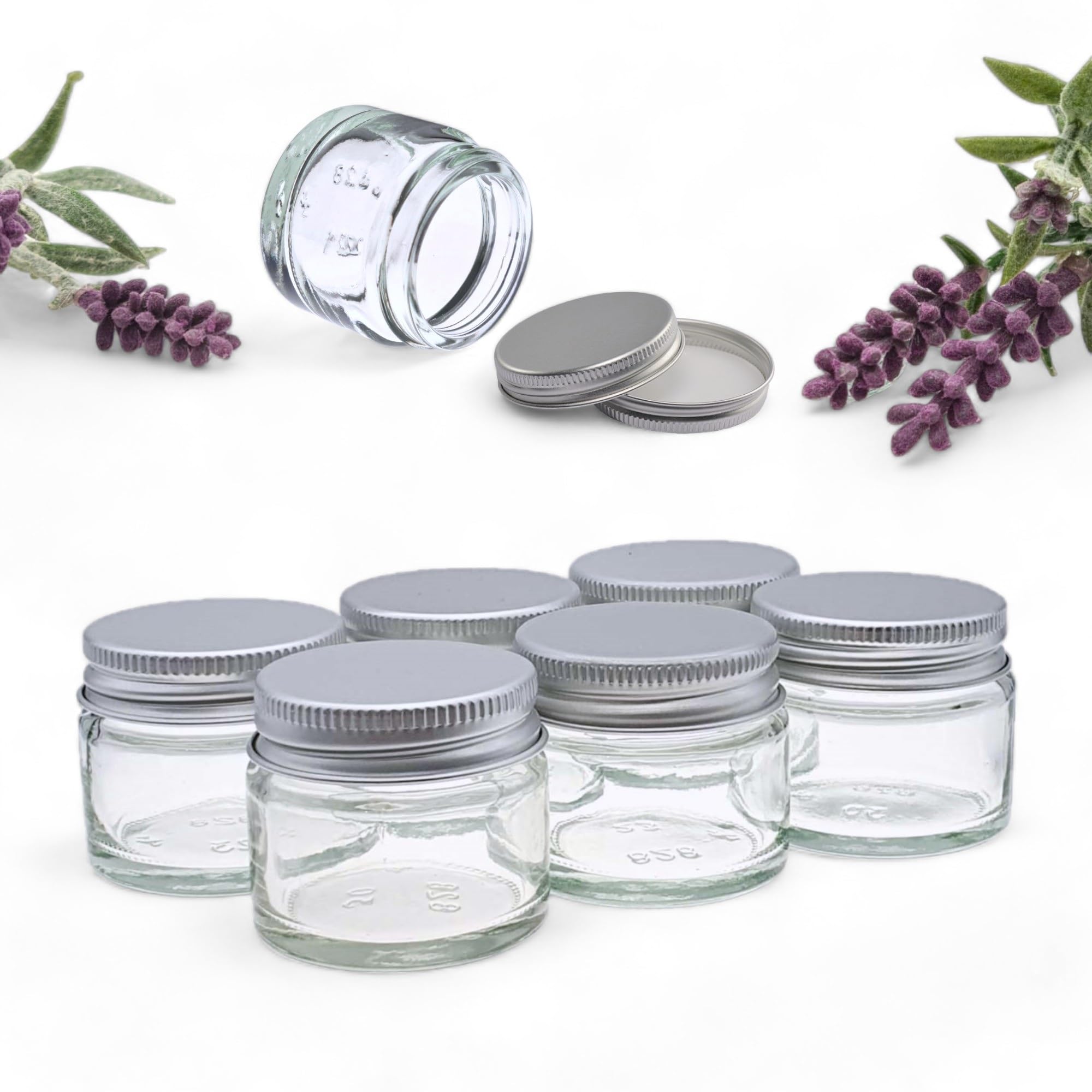 Avalon 15ml CLEAR GLASS JARS with Silver Lid ~ Reusable Refillable Eco Friendly, Sustainable Living ~ Pack of 6 ~ Cosmetic Containers for Beauty, Skincare, Lip Balms, Samples, Travel Size Pots