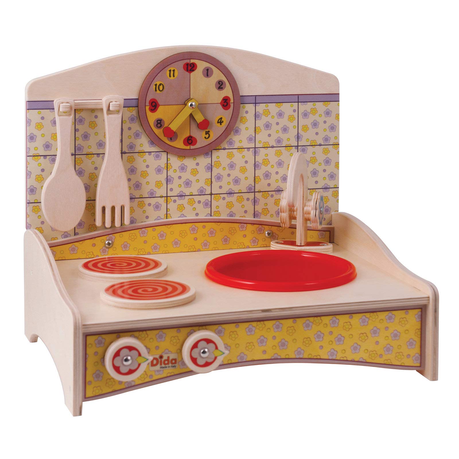Dida - Mini Kitchen with yellow decor - toy kitchen wooden children's table