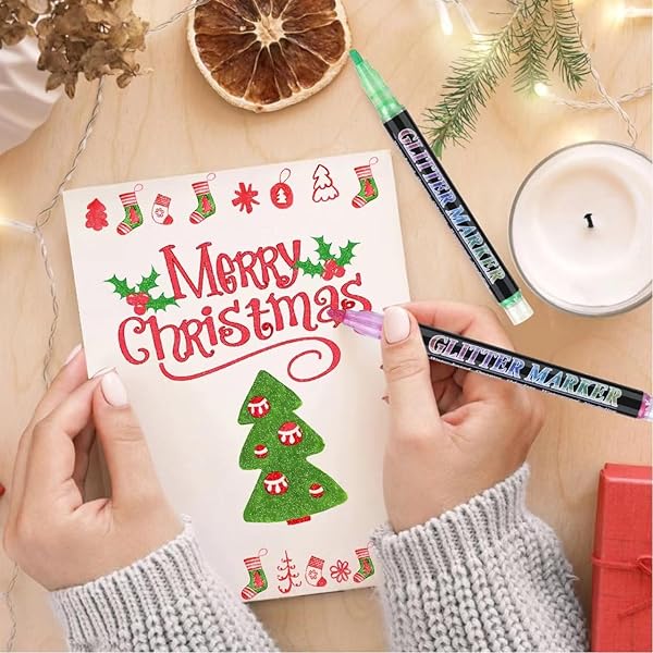 OLINGYOU GLITTER MARKER PENS,36 COLORS SELF-SHIMMER METALLIC MARKERS,GLITTER PAINT PENS DIY CRAFTS GREETING BIRTHDAY CARDS, MAKING POSTER,ALBUM,SCRAPBOOKING,WOOD,MUGS
