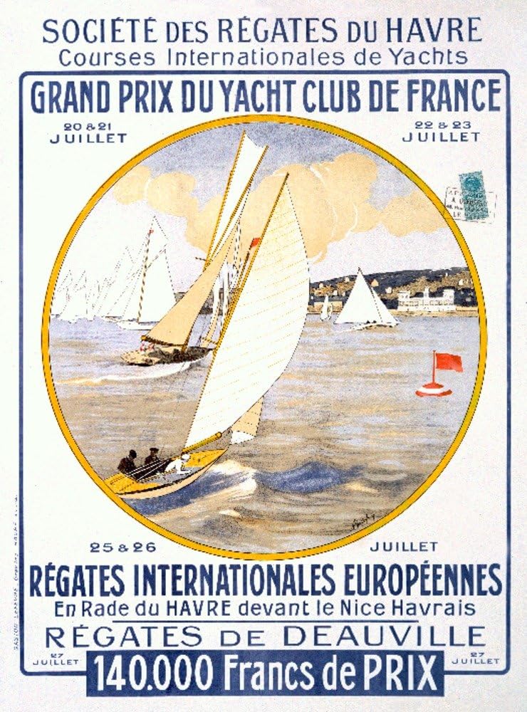 Amazon Com Grand Prix Du Yacht Club De France Vintage Poster Artist Godfroy France 16x24 Giclee Gallery Print Wall Decor Travel Poster Posters Prints